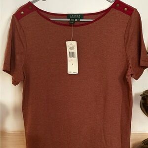 Ralph Lauren Women’s Lg shirt with decorative buttons on each shoulder.  NWT